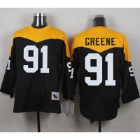 Mitchell And Ness 1967 Pittsburgh Steelers #91 Kevin Greene Black/Yelllow Throwback Men's Stitched NFL Jersey