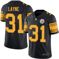 Nike Pittsburgh Steelers #31 Justin Layne Black Men's Stitched NFL Limited Rush Jersey
