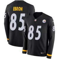 Nike Pittsburgh Steelers #85 Eric Ebron Black Team Color Men's Stitched NFL Limited Therma Long Sleeve Jersey