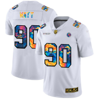 Pittsburgh Pittsburgh Steelers #90 T.J. Watt Men's White Nike Multi-Color 2020 NFL Crucial Catch Limited NFL Jersey