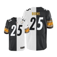 Nike Pittsburgh Steelers #25 Artie Burns White/Black Men's Stitched NFL Elite Split Jersey