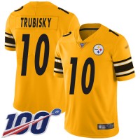 Nike Pittsburgh Steelers #10 Mitchell Trubisky Gold Men's Stitched NFL Limited Inverted Legend 100th Season Jersey