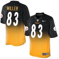 Nike Pittsburgh Steelers #83 Heath Miller Black/Gold Men's Stitched NFL Elite Fadeaway Fashion Jersey