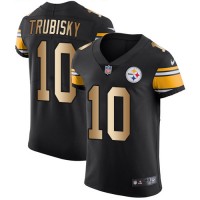 Nike Pittsburgh Steelers #10 Mitchell Trubisky Black Team Color Men's Stitched NFL Elite Gold Jersey