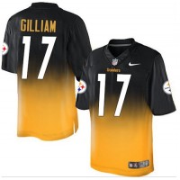 Nike Pittsburgh Steelers #17 Joe Gilliam Black/Gold Men's Stitched NFL Elite Fadeaway Fashion Jersey