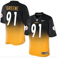 Nike Pittsburgh Steelers #91 Kevin Greene Black/Gold Men's Stitched NFL Elite Fadeaway Fashion Jersey