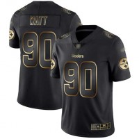 Nike Pittsburgh Steelers #90 T. J. Watt Black/Gold Men's Stitched NFL Vapor Untouchable Limited Jersey