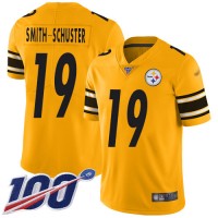 Nike Pittsburgh Steelers #19 JuJu Smith-Schuster Gold Men's Stitched NFL Limited Inverted Legend 100th Season Jersey