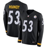 Nike Pittsburgh Steelers #53 Maurkice Pouncey Black Team Color Men's Stitched NFL Limited Therma Long Sleeve Jersey