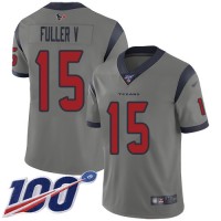 Nike Houston Texans #15 Will Fuller V Gray Men's Stitched NFL Limited Inverted Legend 100th Season Jersey
