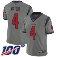 Nike Houston Texans #4 Deshaun Watson Gray Men's Stitched NFL Limited Inverted Legend 100th Season Jersey
