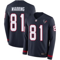 Nike Houston Texans #81 Kahale Warring Navy Blue Team Color Men's Stitched NFL Limited Therma Long Sleeve Jersey