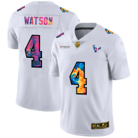 Houston Houston Texans #4 Deshaun Watson Men's White Nike Multi-Color 2020 NFL Crucial Catch Limited NFL Jersey