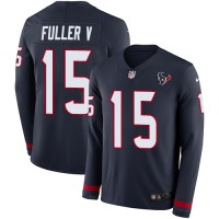 Nike Houston Texans #15 Will Fuller V Navy Blue Team Color Men's Stitched NFL Limited Therma Long Sleeve Jersey