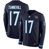 Nike Tennessee Titans #17 Ryan Tannehill Navy Blue Team Color Men's Stitched NFL Limited Therma Long Sleeve Jersey