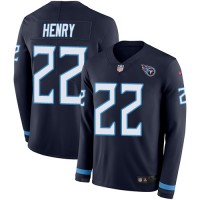 Nike Tennessee Titans #22 Derrick Henry Navy Blue Team Color Men's Stitched NFL Limited Therma Long Sleeve Jersey