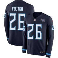 Nike Tennessee Titans #26 Kristian Fulton Navy Blue Team Color Men's Stitched NFL Limited Therma Long Sleeve Jersey