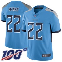 Nike Tennessee Titans #22 Derrick Henry Light Blue Alternate Men's Stitched NFL 100th Season Vapor Limited Jersey