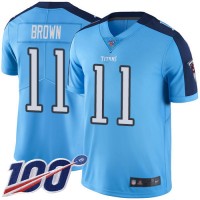 Nike Tennessee Titans #11 A.J. Brown Light Blue Men's Stitched NFL Limited Rush 100th Season Jersey