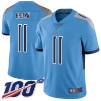 Nike Tennessee Titans #11 A.J. Brown Light Blue Alternate Men's Stitched NFL 100th Season Vapor Limited Jersey
