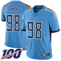 Nike Tennessee Titans #98 Jeffery Simmons Light Blue Alternate Men's Stitched NFL 100th Season Vapor Limited Jersey