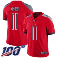 Nike Tennessee Titans #11 A.J. Brown Red Men's Stitched NFL Limited Inverted Legend 100th Season Jersey