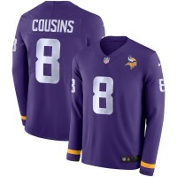 Men's Minnesota Vikings #8 Kirk Cousins Purple Team Color Men's Stitched NFL Limited Therma Long Sleeve Jersey