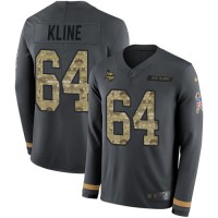 Nike Minnesota Vikings #64 Josh Kline Anthracite Salute to Service Men's Stitched NFL Limited Therma Long Sleeve Jersey