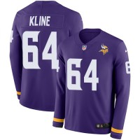 Nike Minnesota Vikings #64 Josh Kline Purple Team Color Men's Stitched NFL Limited Therma Long Sleeve Jersey
