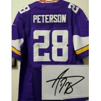 Nike Minnesota Vikings #28 Adrian Peterson Purple Team Color Men's Stitched NFL Elite Autographed Jersey