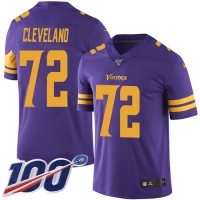 Nike Minnesota Vikings #72 Ezra Cleveland Purple Men's Stitched NFL Limited Rush 100th Season Jersey