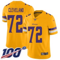 Nike Minnesota Vikings #72 Ezra Cleveland Gold Men's Stitched NFL Limited Inverted Legend 100th Season Jersey