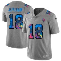 Minnesota Minnesota Vikings #18 Justin Jefferson Men's Nike Multi-Color 2020 NFL Crucial Catch NFL Jersey Greyheather