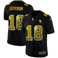 Minnesota Minnesota Vikings #18 Justin Jefferson Men's Black Nike Golden Sequin Vapor Limited NFL Jersey