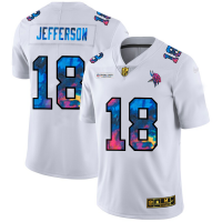 Minnesota Minnesota Vikings #18 Justin Jefferson Men's White Nike Multi-Color 2020 NFL Crucial Catch Limited NFL Jersey