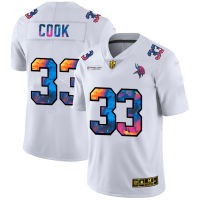 Minnesota Minnesota Vikings #33 Dalvin Cook Men's White Nike Multi-Color 2020 NFL Crucial Catch Limited NFL Jersey