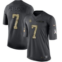 Nike Minnesota Vikings #7 Patrick Peterson Black Men's Stitched NFL Limited 2016 Salute To Service Jersey