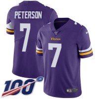Nike Minnesota Vikings #7 Patrick Peterson Purple Team Color Men's Stitched NFL 100th Season Vapor Limited Jersey