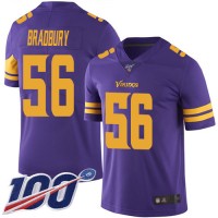 Nike Minnesota Vikings #56 Garrett Bradbury Purple Men's Stitched NFL Limited Rush 100th Season Jersey