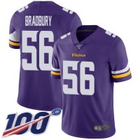 Nike Minnesota Vikings #56 Garrett Bradbury Purple Team Color Men's Stitched NFL 100th Season Vapor Limited Jersey
