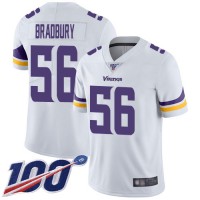 Nike Minnesota Vikings #56 Garrett Bradbury White Men's Stitched NFL 100th Season Vapor Limited Jersey