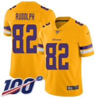 Nike Minnesota Vikings #82 Kyle Rudolph Gold Men's Stitched NFL Limited Inverted Legend 100th Season Jersey