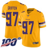 Nike Minnesota Vikings #97 Everson Griffen Gold Men's Stitched NFL Limited Inverted Legend 100th Season Jersey