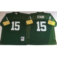 Mitchell And Ness 1969 Green Bay Packers #15 Bart Starr Green Throwback Stitched NFL Jersey