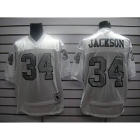 Mitchell and Ness Las Vegas Raiders #34 Bo Jackson White Silver No. Stitched NFL Jersey