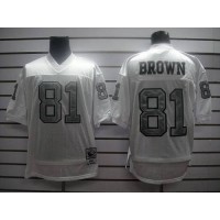 Mitchell and Ness Las Vegas Raiders #81 Tim Brown White Silver No. Stitched NFL Jersey