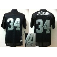 Mitchell And Ness Autographed Las Vegas Raiders #34 Bo Jackson Black Stitched Throwback NFL Jersey