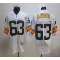 60TH Mitchell And Ness Pittsburgh Steelers #63 Dermontti Dawson White Stitched NFL Jersey