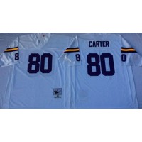 Mitchell And Ness Minnesota Vikings #80 Cris Carter White Throwback Stitched NFL Jersey
