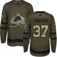 Adidas Colorado Avalanche #37 J.T. Compher Green Salute to Service Stitched NHL Jersey